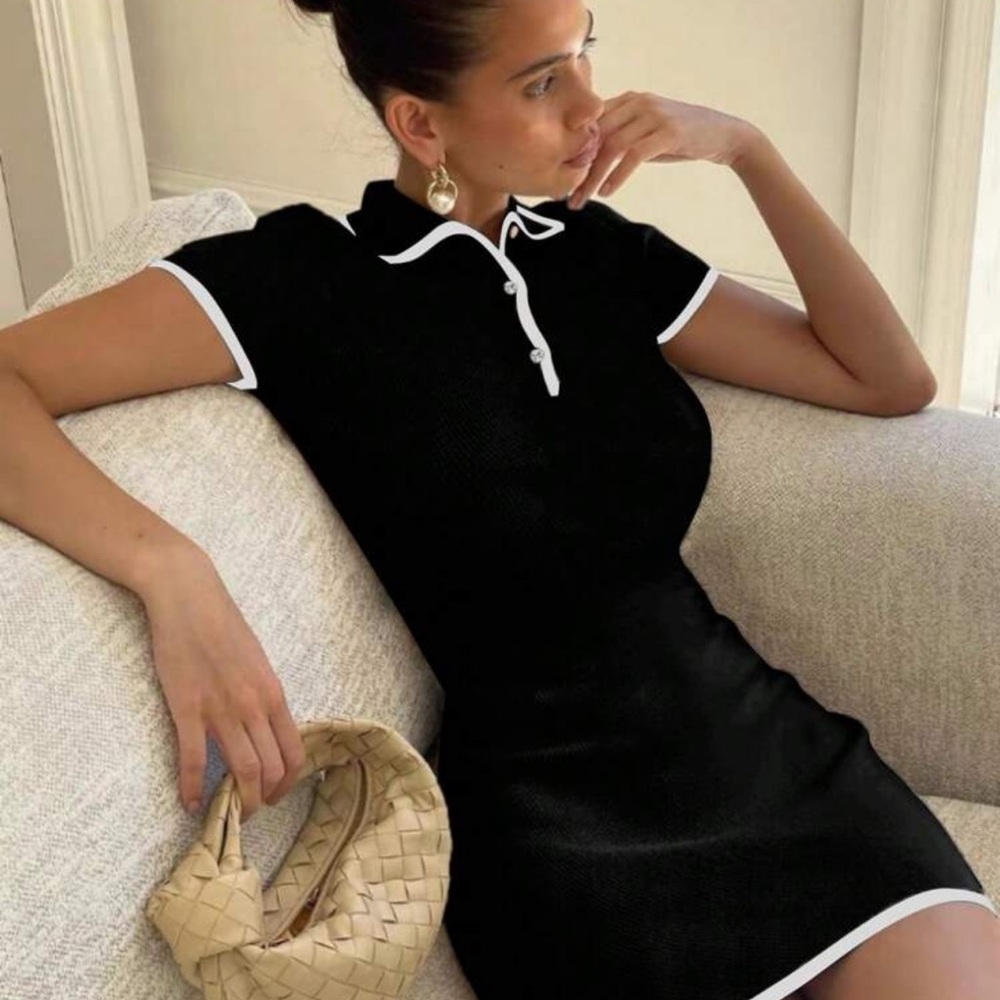 Elegant Black Polo Dress